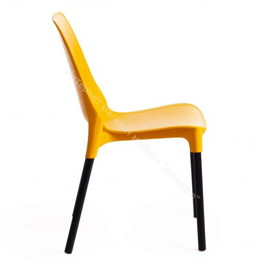 Стул GENIUS (mod 75) металл/пластик, желтый/черные ножки