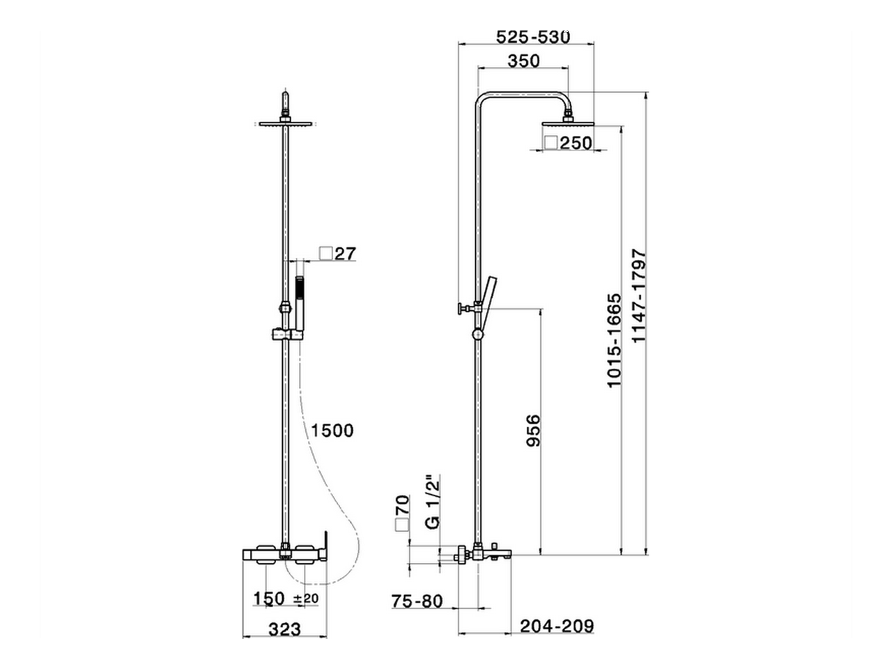 Душевая стойка Cisal Colonne Doccia RR004121 схема 2