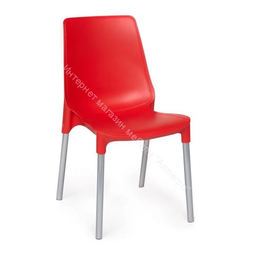 Стул GENIUS (mod 75) металл/пластик, красный/ножки хром