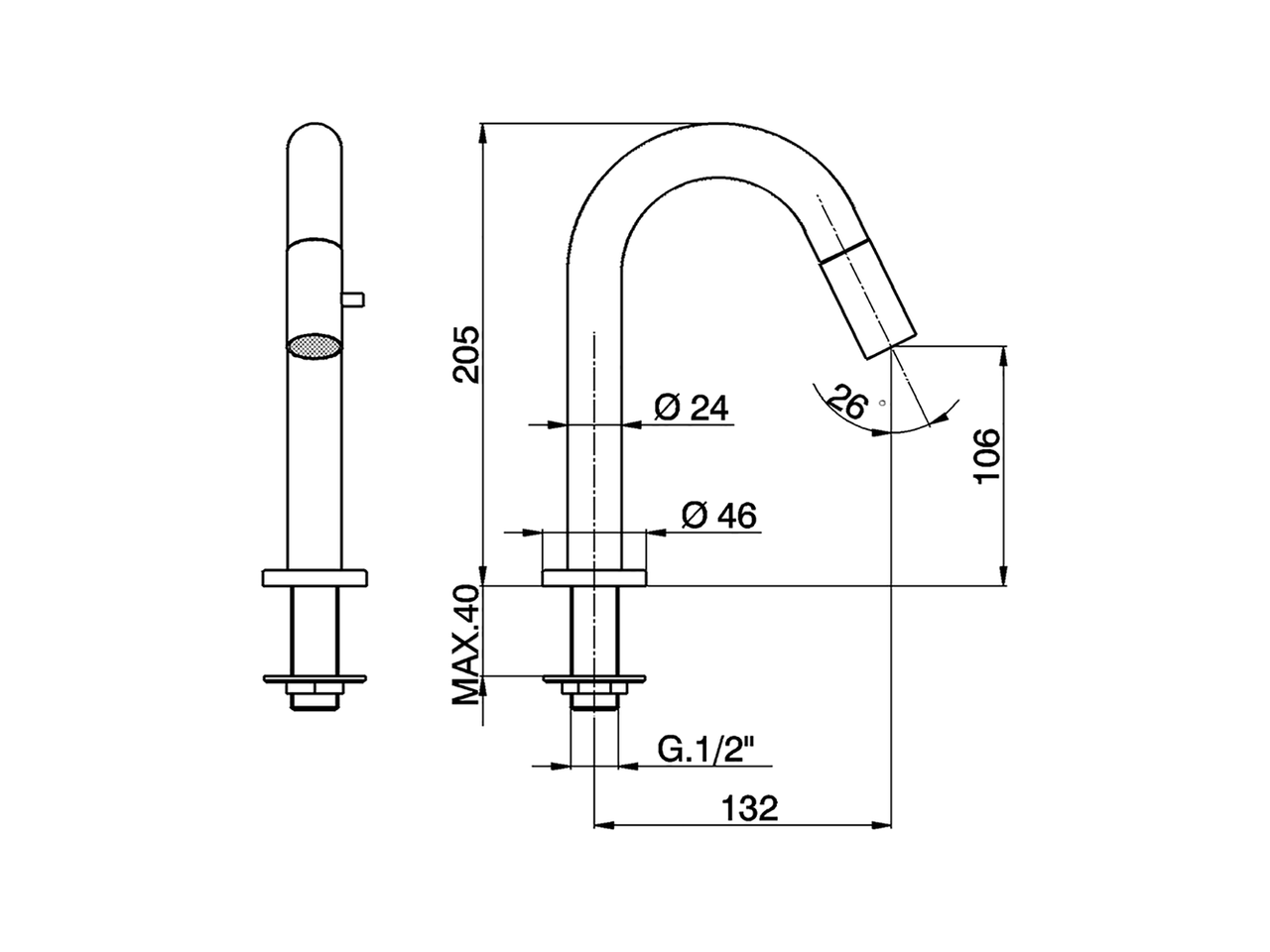 Кран для раковины Cisal Slim LM000910 схема 2