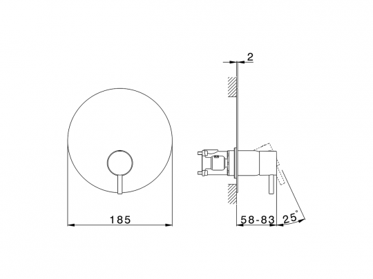 Смеситель для душа Cisal Less Minimal LM0BM010 ФОТО