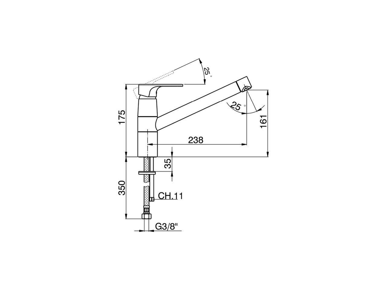 Смеситель для кухни Cisal Kitchen A3002580 схема 2