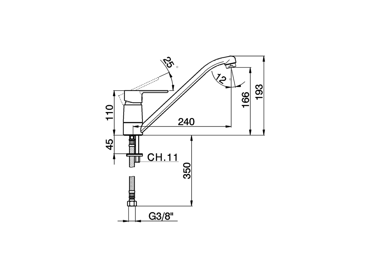 Смеситель для кухни Cisal Kitchen C2000580 схема 2