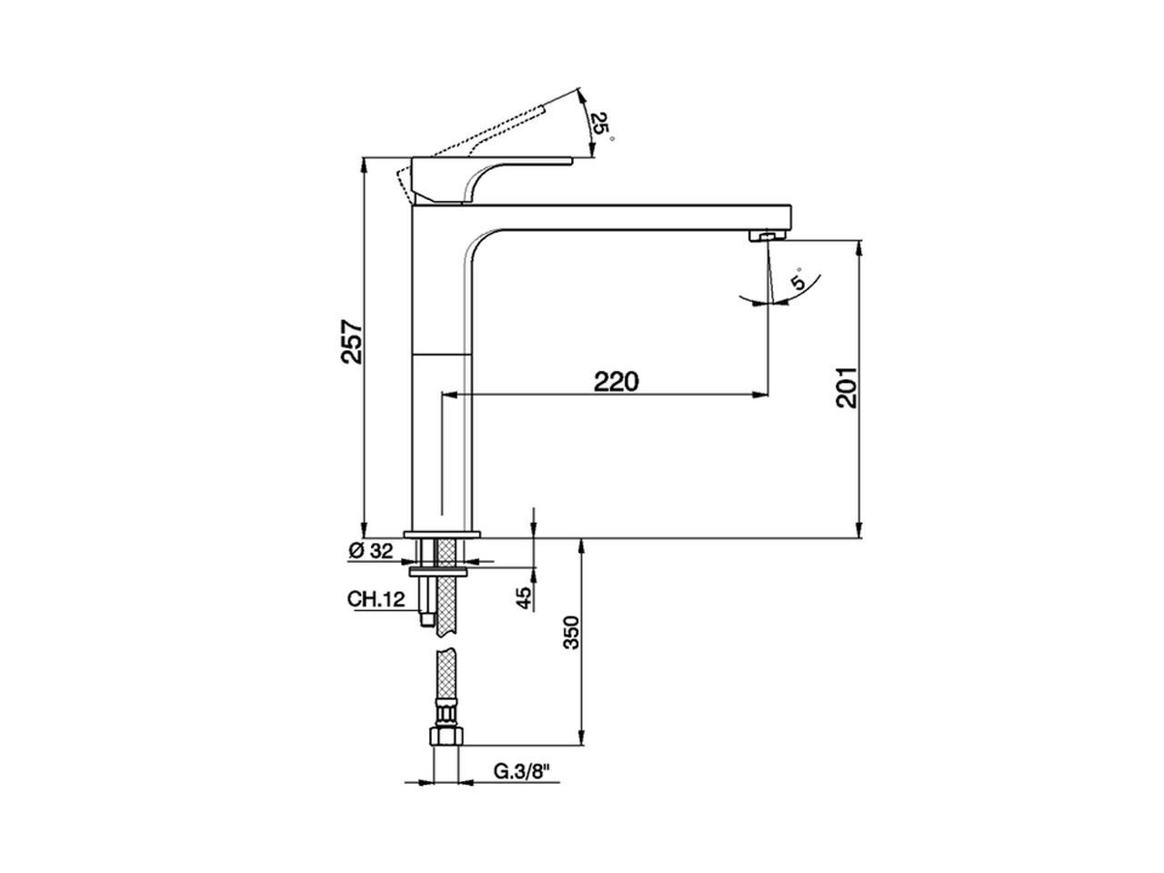 Смеситель для кухни Cisal Kitchen CU000580 схема 2