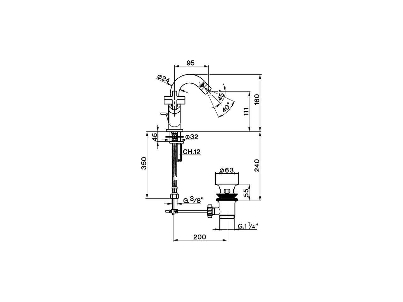 Смеситель для биде Cisal Barcelona BA000550 схема 2