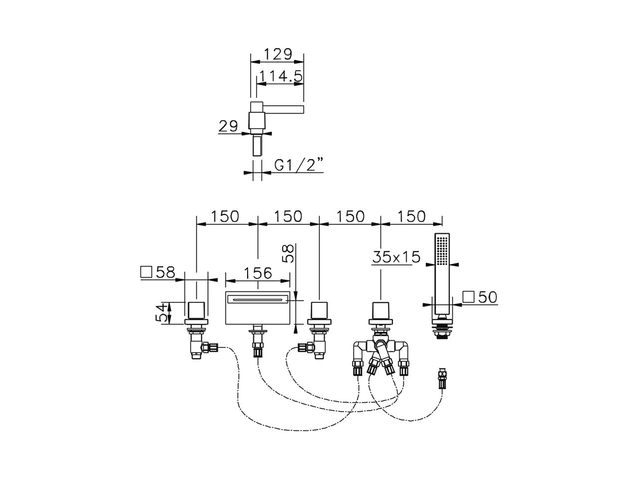 Смеситель для ванны Cisal Wave WE000260 схема 2