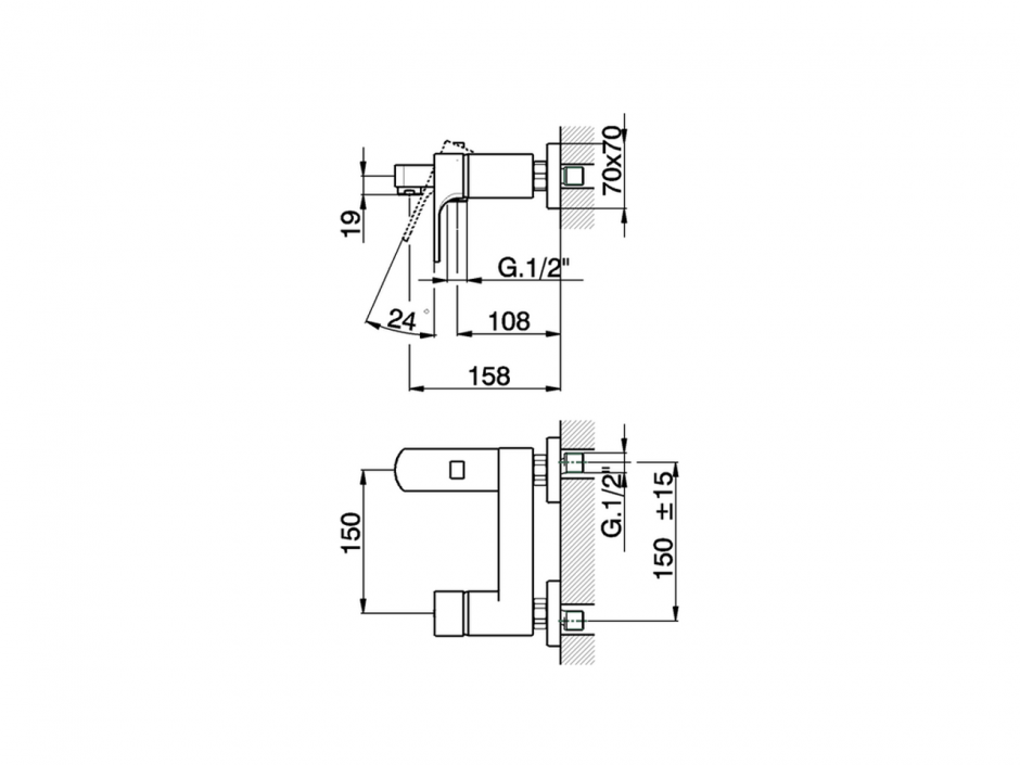 Смеситель для ванны Cisal Cubic CU000132/CU000122 ФОТО