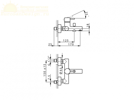 Смеситель для ванны Cisal Slim SM000130/SM000120 ФОТО