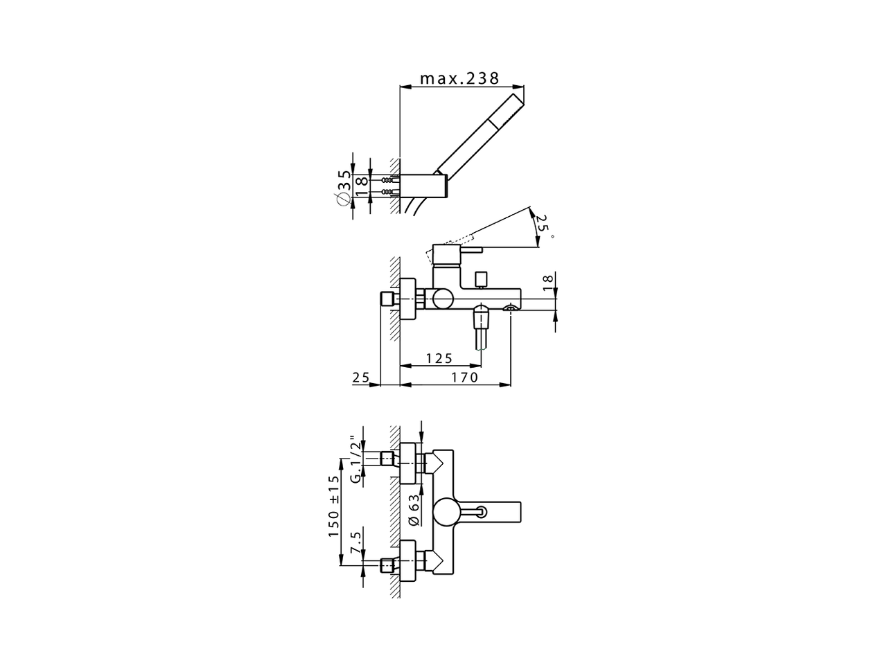 Смеситель для ванны Cisal Slim SM000130/SM000120 схема 4