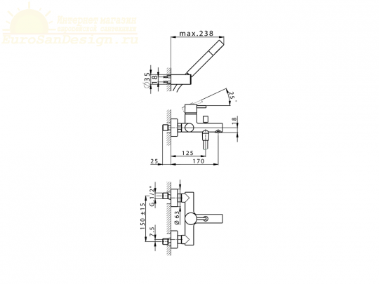 Смеситель для ванны Cisal Slim SM000130/SM000120 ФОТО