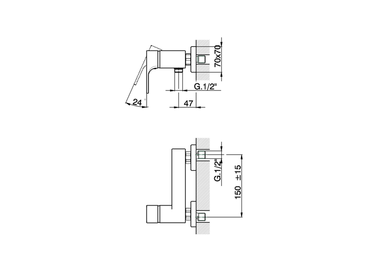 Смеситель для душа Cisal Cubic CU000442/CU000462 схема 2