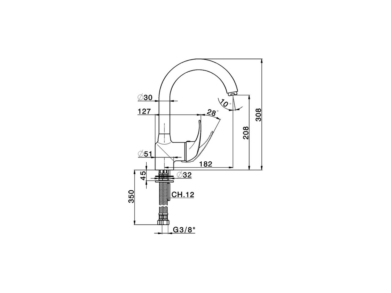 Смеситель для кухни Cisal Kitchen MA000530 схема 2