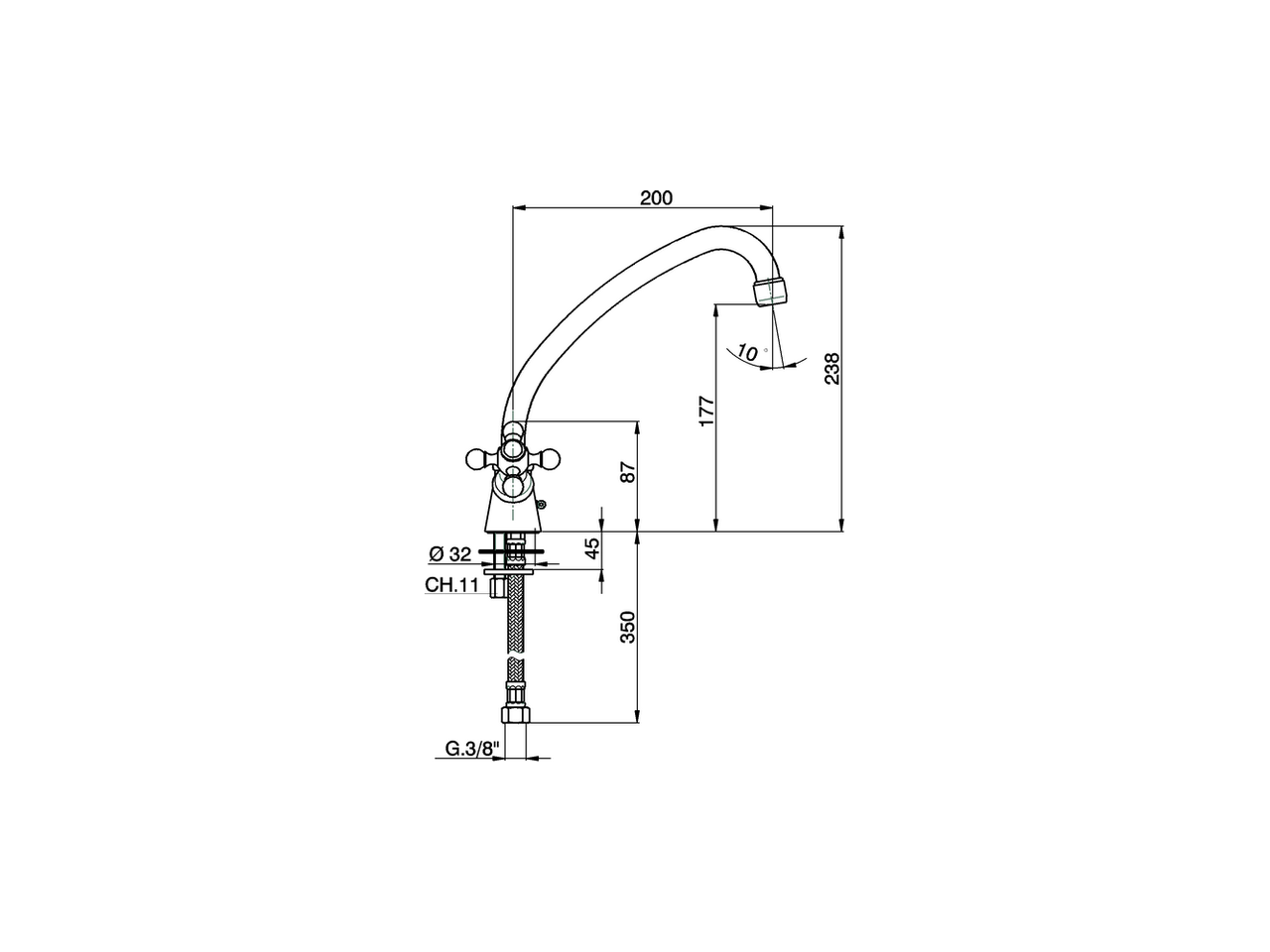 Смеситель для кухни Cisal Kitchen RE000530 схема 2