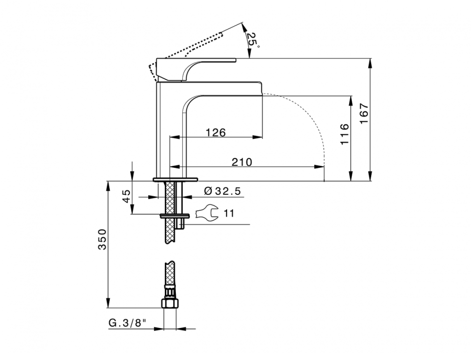 Смеситель для раковины Cisal Cubic CU00C494/CU00C504 ФОТО