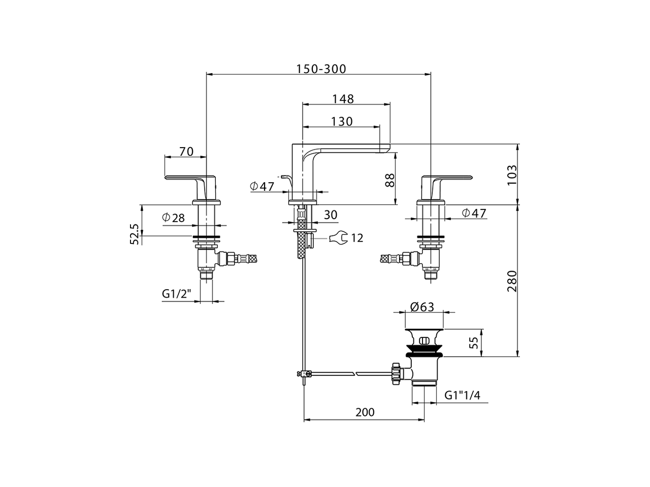 Смеситель для раковины Cisal Lineaviva LV001020 схема 2