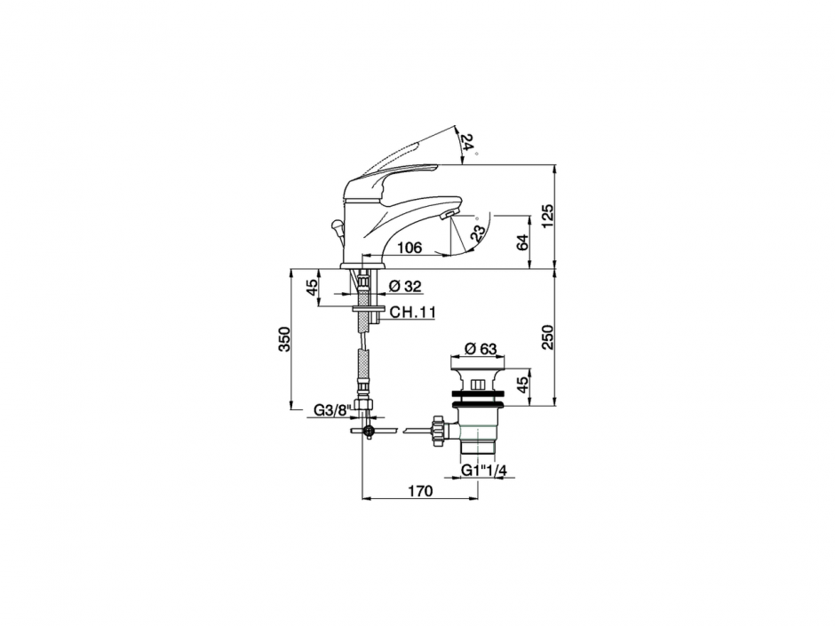 Смеситель для раковины Cisal Flash FL000512 ФОТО