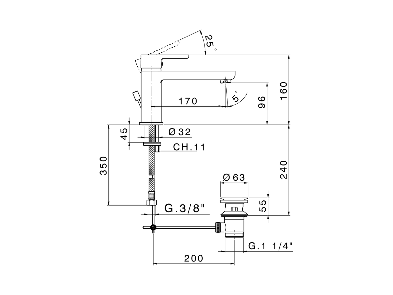 Смеситель для раковины Cisal Softcube SC001510 схема 2