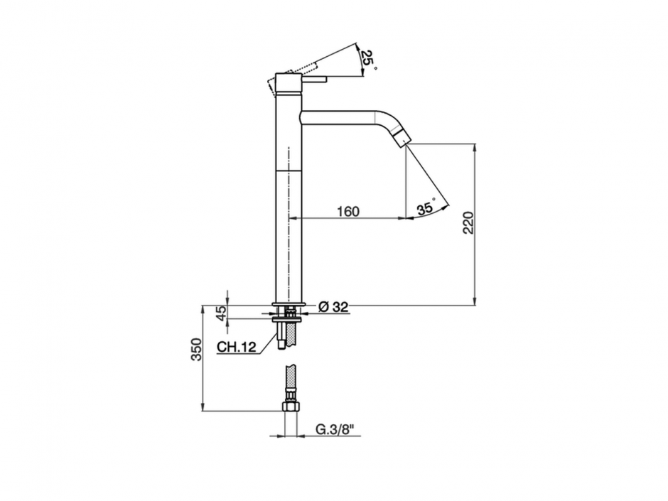 Смеситель для раковины Cisal Less Minimal LM002540/LM003540 ФОТО