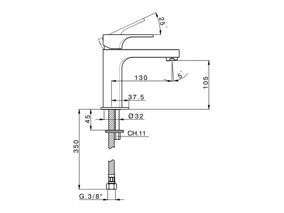 Смеситель для раковины Cisal Cubic CU000490/CU000500 ФОТО