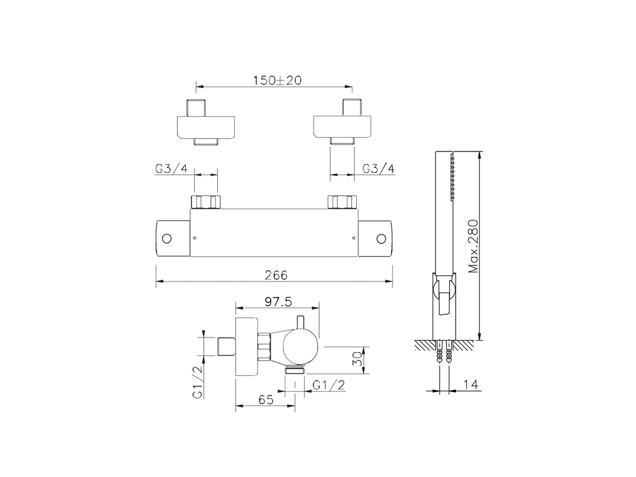 Смеситель для душа Cisal Nuova City CVT01010/CVD01010 схема 4