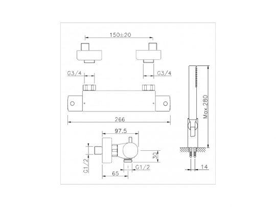 Смеситель для душа Cisal Nuova City CVT01010/CVD01010 ФОТО