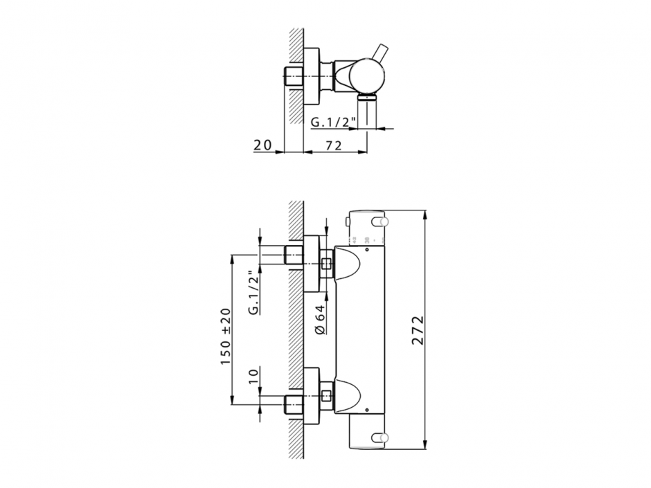 Смеситель для душа Cisal Nuova Less LNT01010/LNS01010 ФОТО