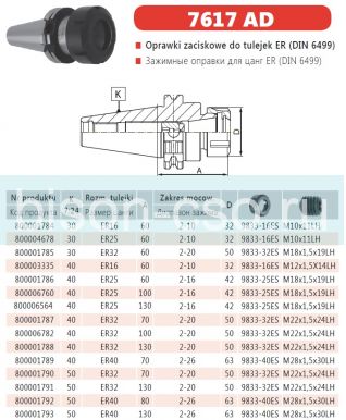 Цанговый патрон Bison-Bial Польша 7617-40-16-60 KWN  кон. 40 AD ER16