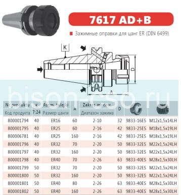 Цанговый патрон Bison-Bial Польша 7617-40-32-70 KWN  кон. 40 AD+B ER32
