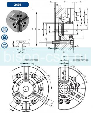 Токарный патрон БИЗОН (Польша) 2405-500-160 механизированный. DIN 6353