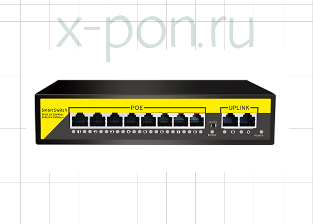 Коммутатор POE DK100-8FP2F 4 Port 10/100M POE +2 Built-in) корпус металл