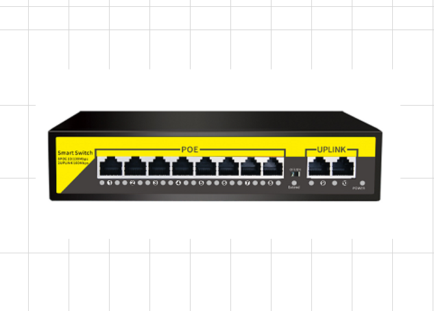 Коммутатор POE DK100-8FP2F 4 Port 10/100M POE +2 Built-in) корпус металл