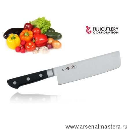 Нож японский кухонный овощной Накири Fuji Cutlery Narihira длина лезвия 180 мм, сталь Mo - V, рукоять ABS пластик, заточка 8000 Tojiro FC-49