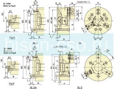 Патрон токарный Autogrip 3L-210 механизированный с увеличенным ходом кулачка и большим сквозным отверстием