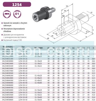 Державка VDI осевая  E1-50x25 тип 1254 Bison-Bial с подводом СОЖ