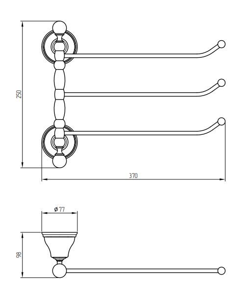 Полотенцедержатель тройной поворотный Migliore Provance 17 схема 2
