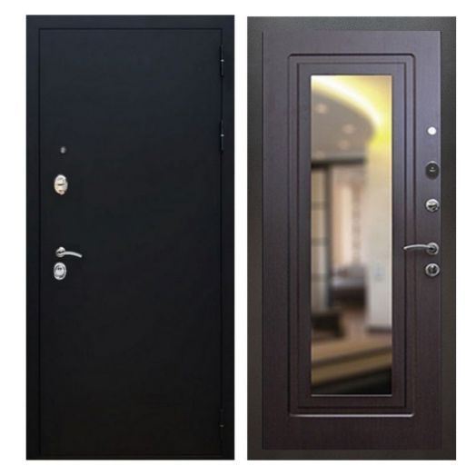 Дверь входная металлическая Great Doors H5 Черный муар Зеркало Мини ФЛЗ-120 Венге