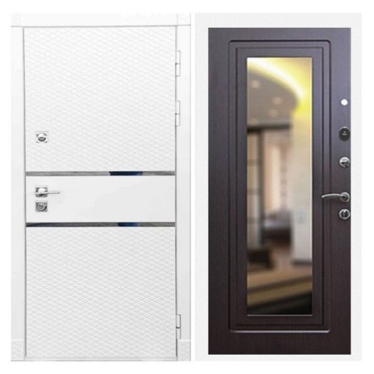 Дверь входная металлическая Great Doors H15 Белый Софт Зеркало Мини ФЛЗ-120 Венге