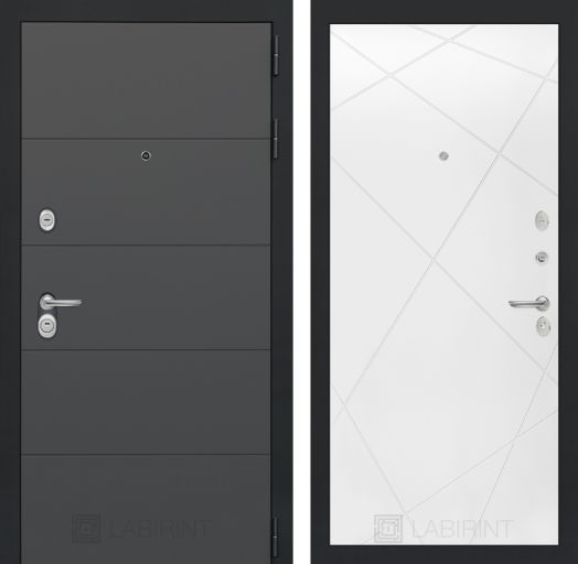 Дверь Входная Лабиринт (LABIRINT) ART Графит 24 - Белый софт