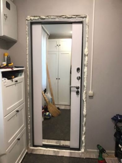 Входная Металлическая Дверь Термодор Termo-door (T.DOOR) Техно Графит Зеркало белый софт