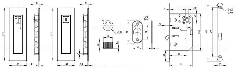 Замок для раздвижных дверей Armadillo H011 URB BB-17 Коричневая бронза