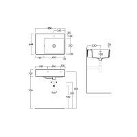 Раковина Simas Lavabi 65x45 с 1 отверстием QU65 схема 4