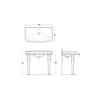 Раковина Simas Londra 105x57 с 1 отверстием и 2 намеченными отверстиями LO 934 схема 2