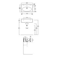 Раковина Simas LFT Spazio 61x39 с 1 намеченным отверстием LFT 54 схема 2