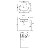 Раковина Simas LFT Spazio 50x44 с 1 намеченным отверстием LFT 24 схема 2