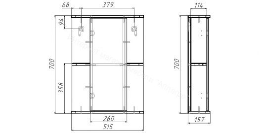 Шкаф-зеркало Норма 2-50 правый АЙСБЕРГ
