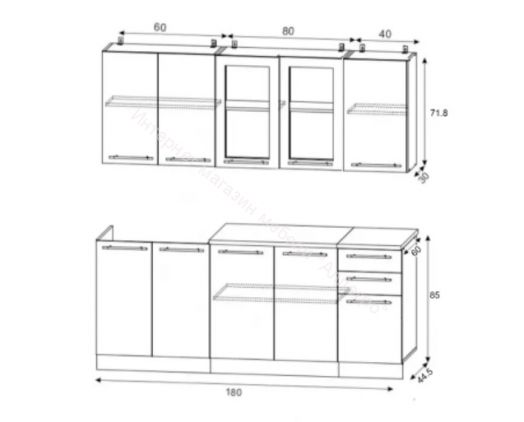 Кухонный гарнитур "Эвкалипт" 1,8 м