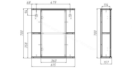 Шкаф-зеркало Норма 2-60 правый АЙСБЕРГ