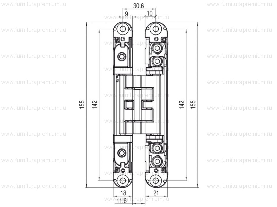 Петля скрытая Krona Koblenz Kubica K2460 до 60 кг
