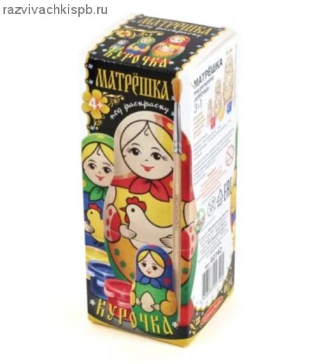 Набор для творчества. Матрешка под раскраску "Курочка" 11 см.