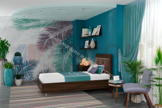 Кровать КР-2855 (0,9 м х 1,9 м) с мягким изголовьем Мелисса